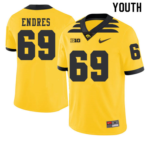2019 Youth #69 Tyler Endres Iowa Hawkeyes College Football Alternate Jerseys Sale-Gold